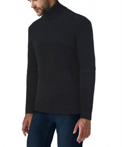 Men's Ribbed Pattern Turtleneck Sweater Black $31.90 Sweaters