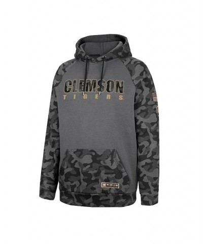 Men's Charcoal Clemson Tigers OHT Military-Inspired Appreciation Camo Stack Raglan Pullover Hoodie $31.85 Sweatshirt