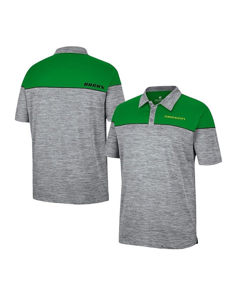 Men's Heathered Gray, Green Oregon Ducks Birdie Polo Shirt $34.79 Polo Shirts