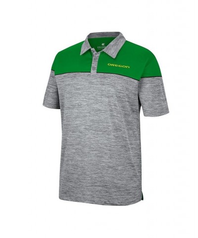 Men's Heathered Gray, Green Oregon Ducks Birdie Polo Shirt $34.79 Polo Shirts