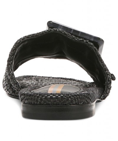 Women's Bambi Raffia Buckle Slide Sandals Black $47.60 Shoes