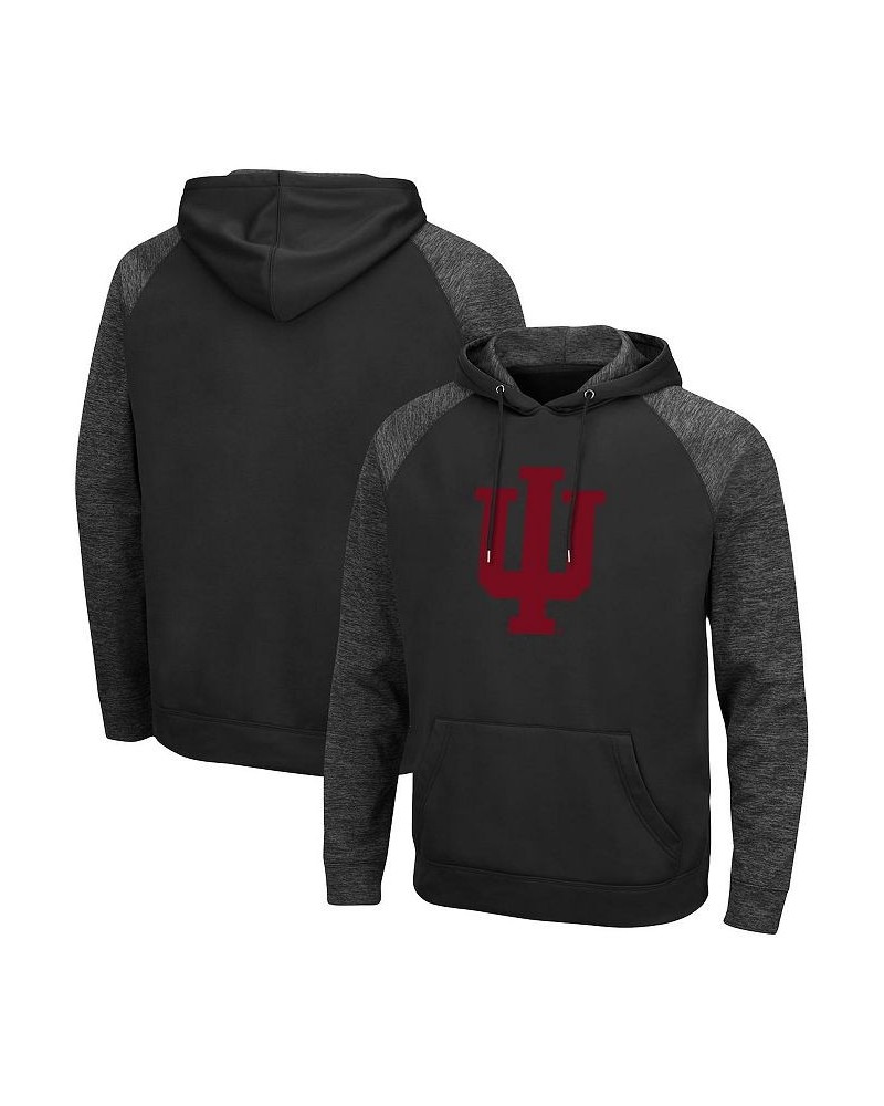 Men's Black Indiana Hoosiers Blackout 3.0 Tonal Raglan Pullover Hoodie $34.30 Sweatshirt