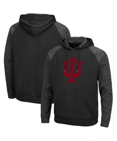 Men's Black Indiana Hoosiers Blackout 3.0 Tonal Raglan Pullover Hoodie $34.30 Sweatshirt