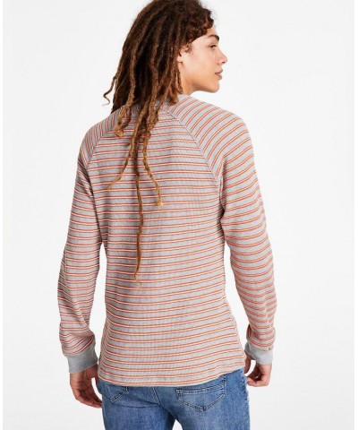 Men's Striped Thermal Long-Sleeve Shirt Gray $10.22 T-Shirts