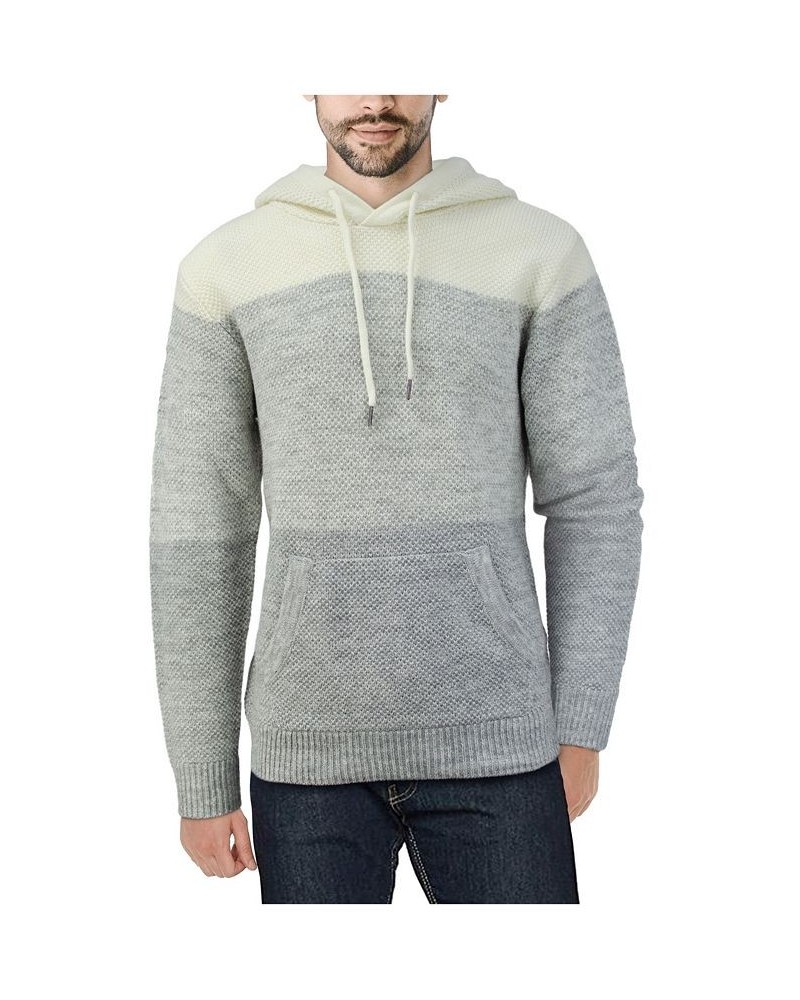 Men's Color Blocked Hooded Sweater Oatmeal / White $29.99 Sweaters