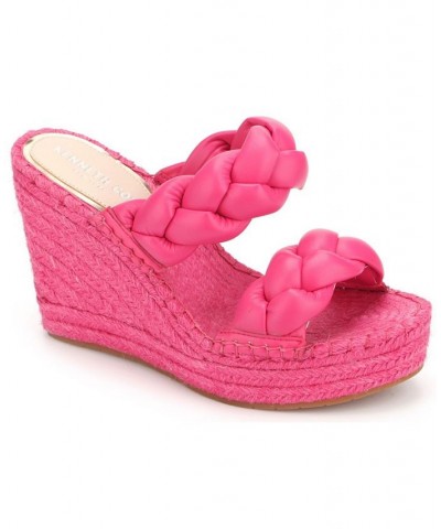 Women's Footwear Olivia Braid Espadrille Wedge Sandals Pink $19.58 Shoes