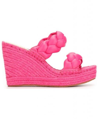 Women's Footwear Olivia Braid Espadrille Wedge Sandals Pink $19.58 Shoes