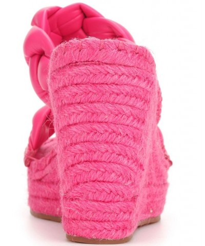 Women's Footwear Olivia Braid Espadrille Wedge Sandals Pink $19.58 Shoes