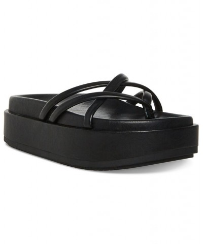 Fowler Strappy Flatform Sandals Black $37.95 Shoes