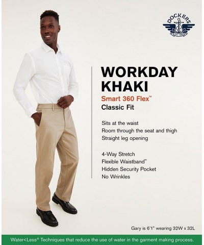 Men's Workday Smart 360 Flex Classic Fit Khaki Stretch Pants Brown $30.55 Pants