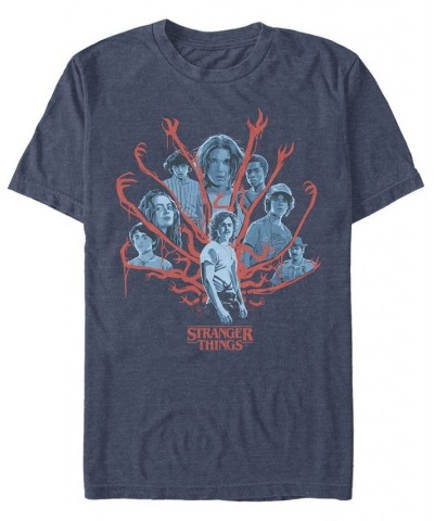 Men's Stranger Things Demogorgan Billy Poster Short Sleeve T-Shirt Blue $19.59 T-Shirts