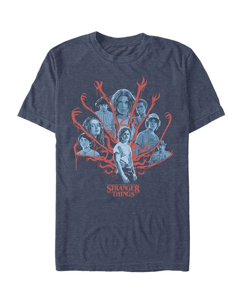 Men's Stranger Things Demogorgan Billy Poster Short Sleeve T-Shirt Blue $19.59 T-Shirts