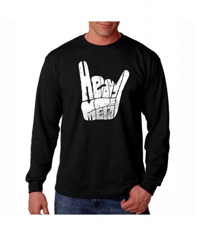 Men's Word Art Long Sleeve T-Shirt - Heavy Metal Black $23.59 T-Shirts