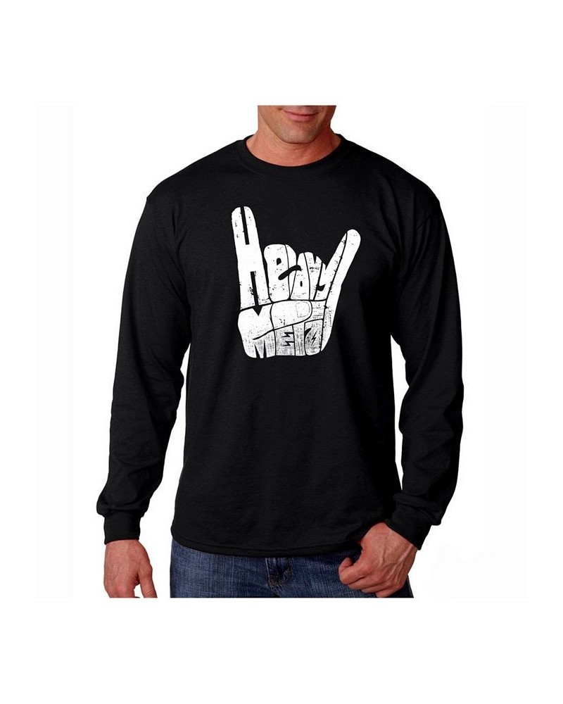 Men's Word Art Long Sleeve T-Shirt - Heavy Metal Black $23.59 T-Shirts