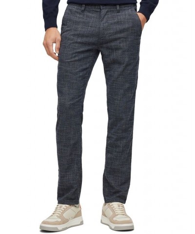 BOSS Men's Slim-Fit Melange Stretch Fabric Trousers Blue $57.12 Pants