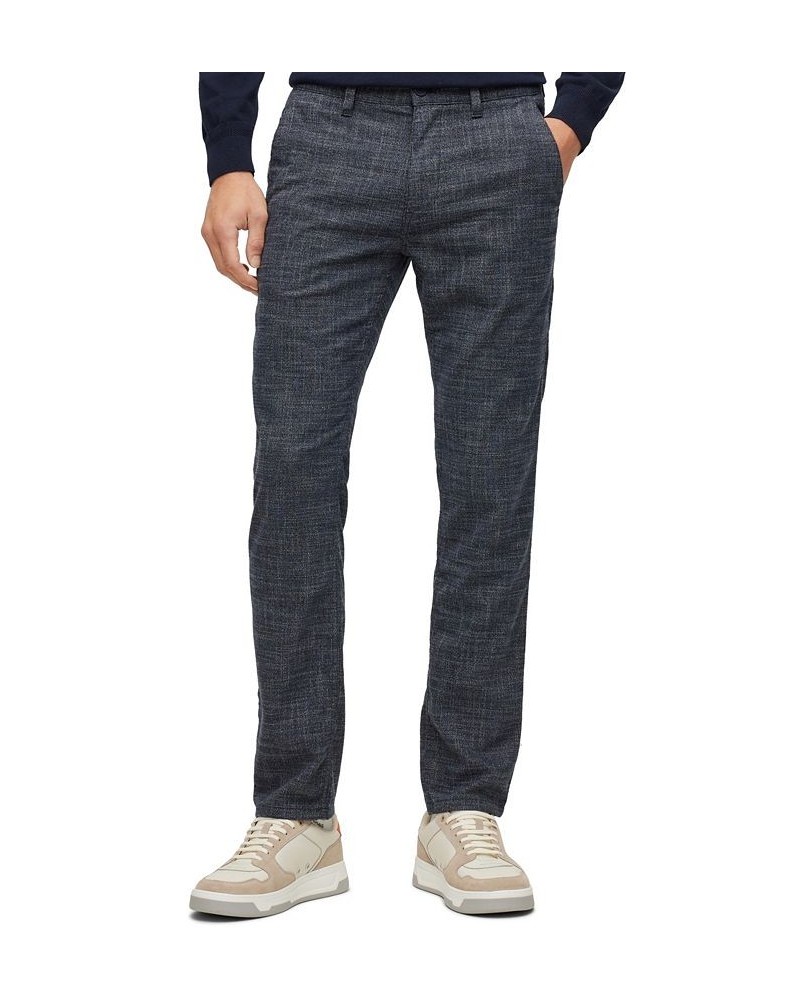 BOSS Men's Slim-Fit Melange Stretch Fabric Trousers Blue $57.12 Pants