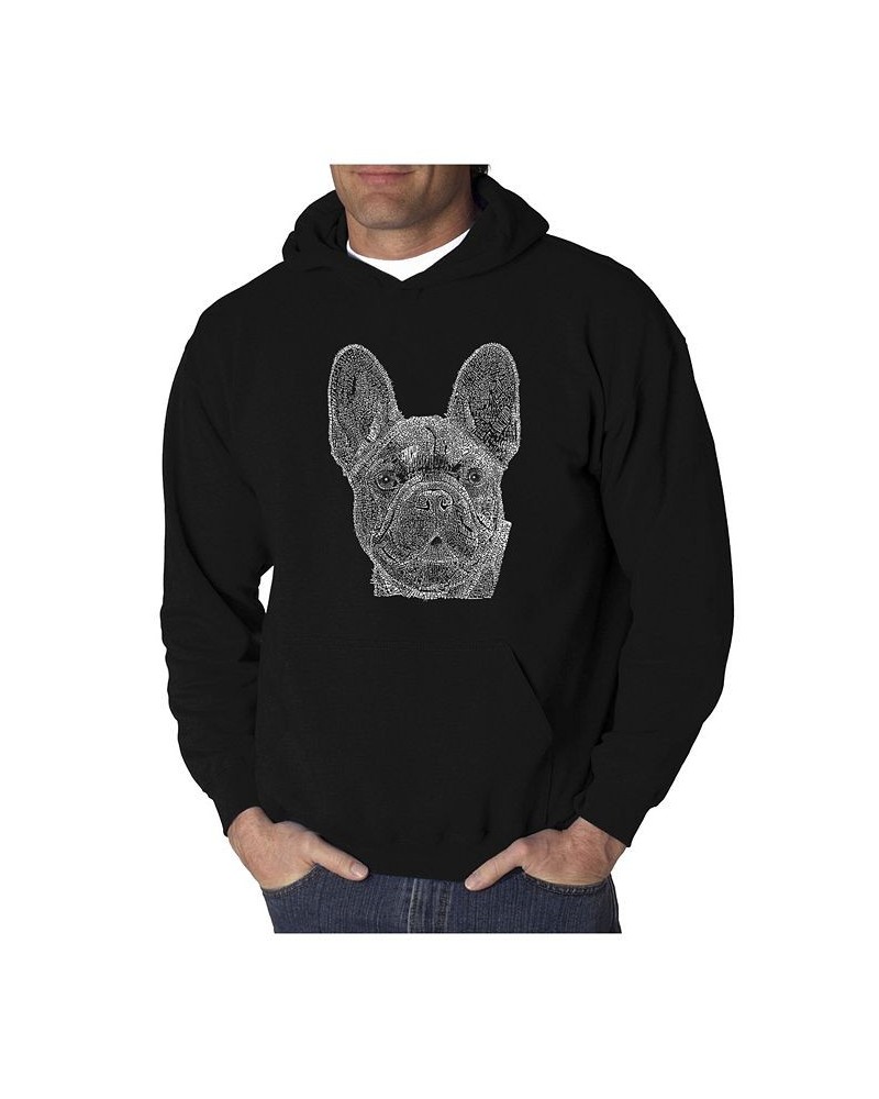 Men's Word Art Hooded Sweatshirt - French Bulldog Black $29.40 Sweatshirt