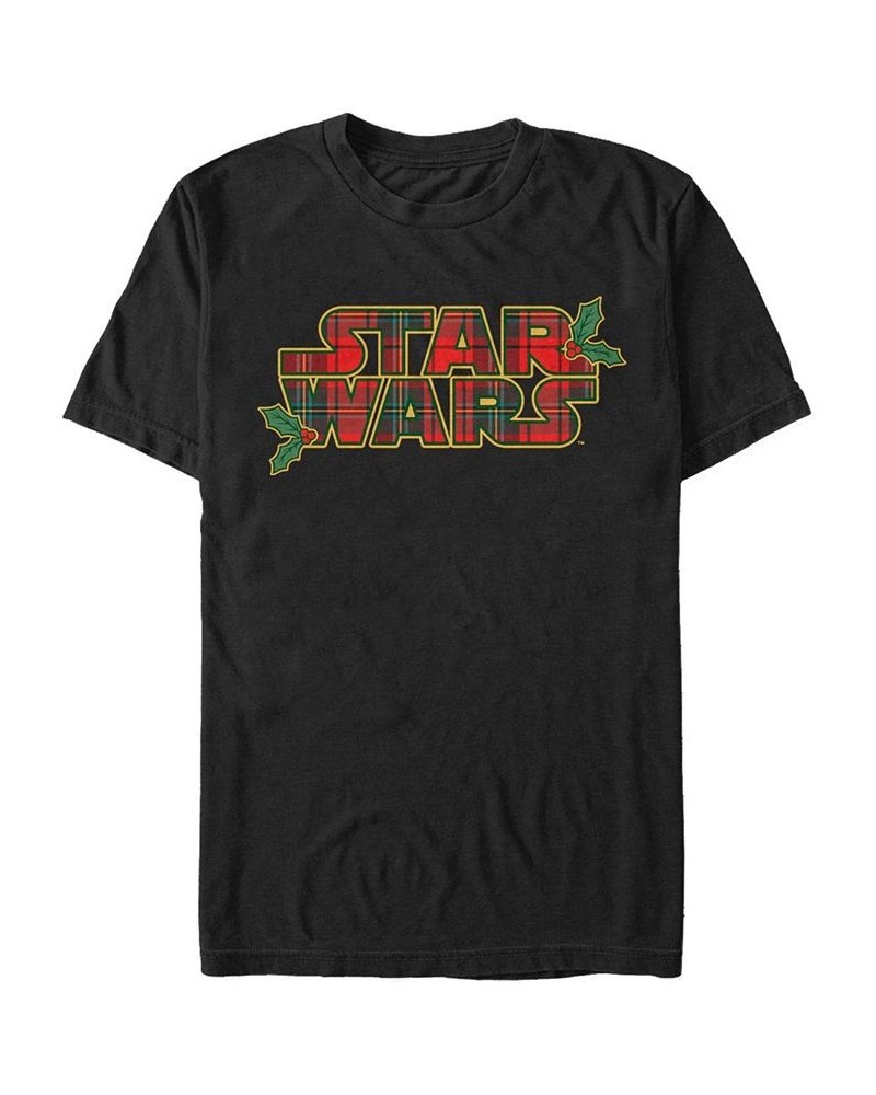 Men's Star Wars Tartan Logo Short Sleeves T-shirt Black $14.35 T-Shirts