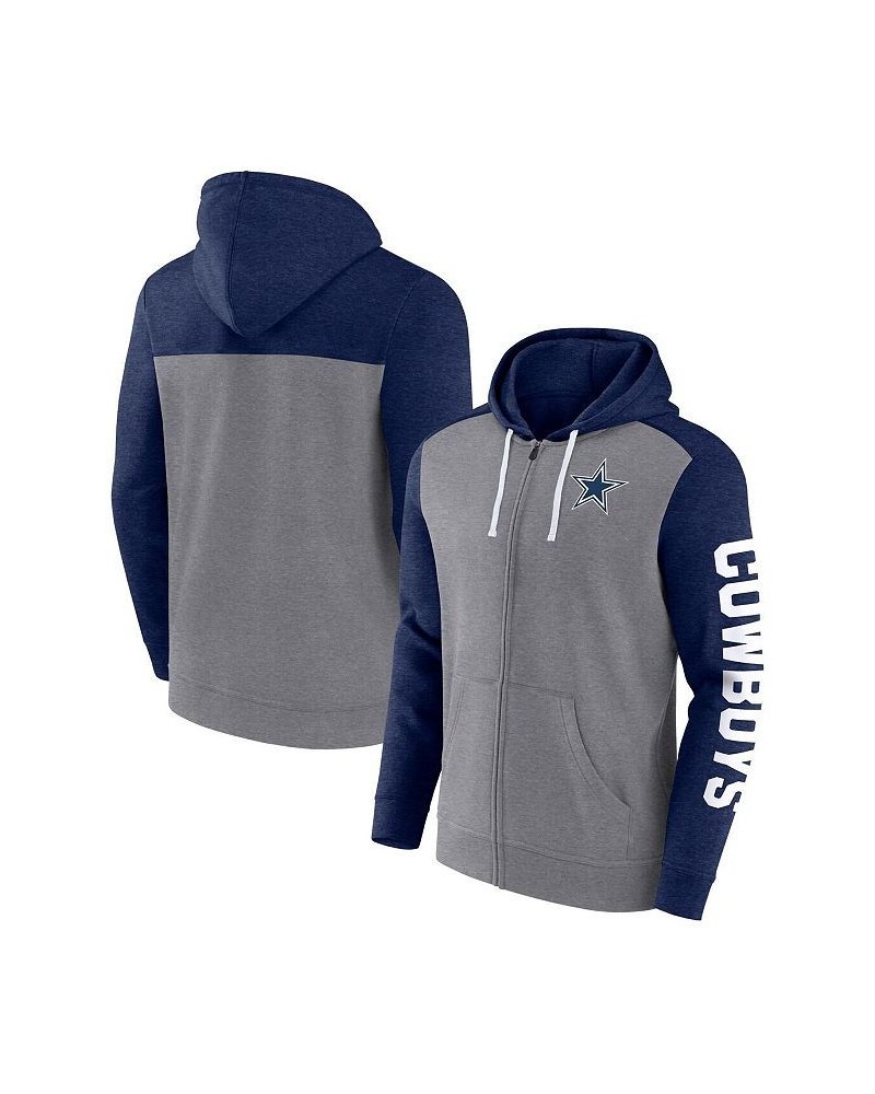 Men's Branded Heather Gray, Navy Dallas Cowboys Down and Distance Full-Zip Hoodie $39.10 Sweatshirt