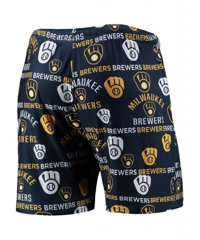 Men's Navy Milwaukee Brewers Flagship Allover Print Knit Jam Shorts $16.40 Shorts