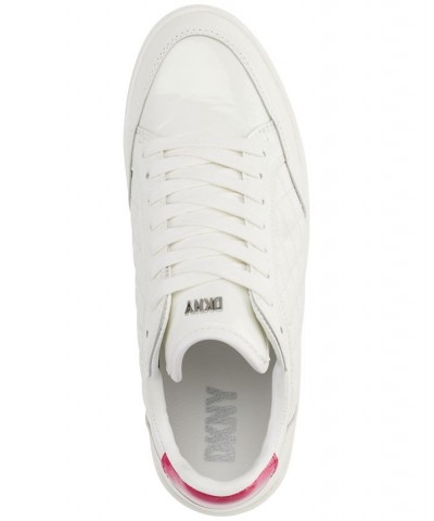 Women's Oriel Quilted Lace-Up Low-Top Sneakers White/ Beetroot $77.91 Shoes