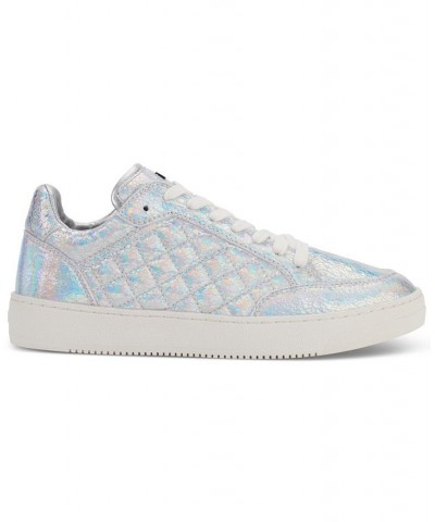 Women's Oriel Quilted Lace-Up Low-Top Sneakers White/ Beetroot $77.91 Shoes