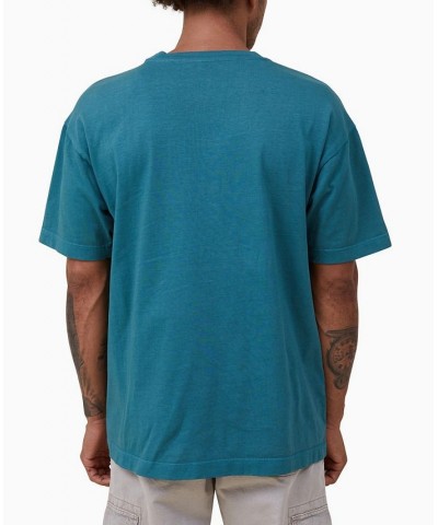 Men's Heavy Weight Crew Neck T-shirt Blue $25.19 T-Shirts