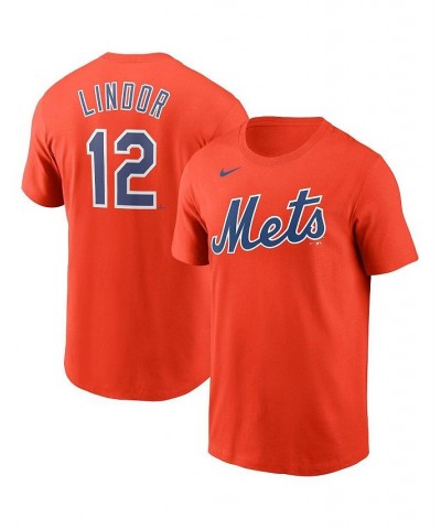 Men's Francisco Lindor Orange New York Mets Name and Number T-shirt $21.00 T-Shirts