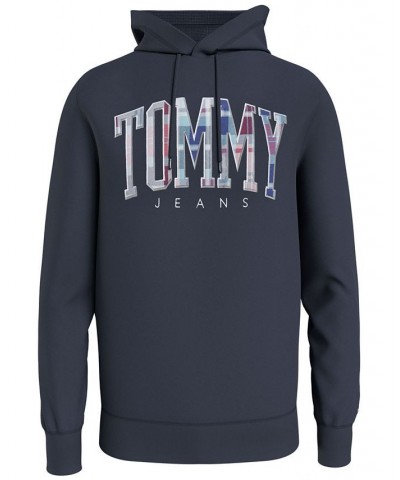 Men's Regular Fit Tartan Logo Hooded Sweatshirt Blue $44.62 Sweatshirt