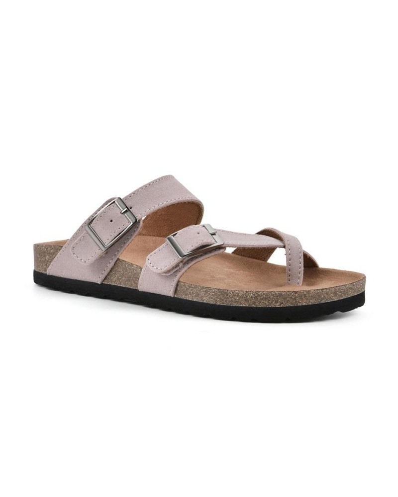 Women's Gracie Leather Footbed Sandal Purple $23.50 Shoes