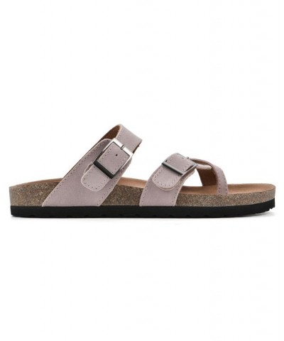 Women's Gracie Leather Footbed Sandal Purple $23.50 Shoes