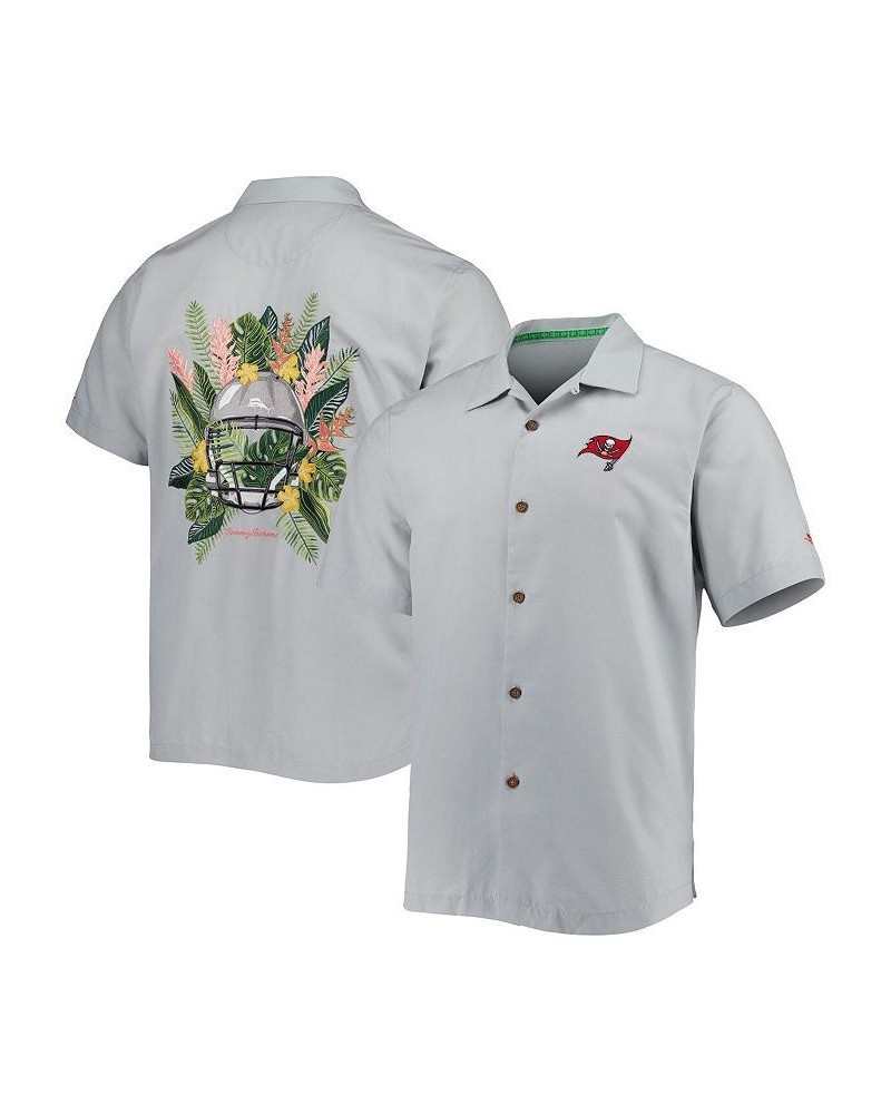 Men's Gray Tampa Bay Buccaneers Coconut Point Frondly Fan Camp IslandZone Button-Up Shirt $62.40 Shirts