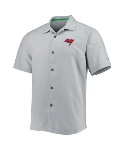 Men's Gray Tampa Bay Buccaneers Coconut Point Frondly Fan Camp IslandZone Button-Up Shirt $62.40 Shirts