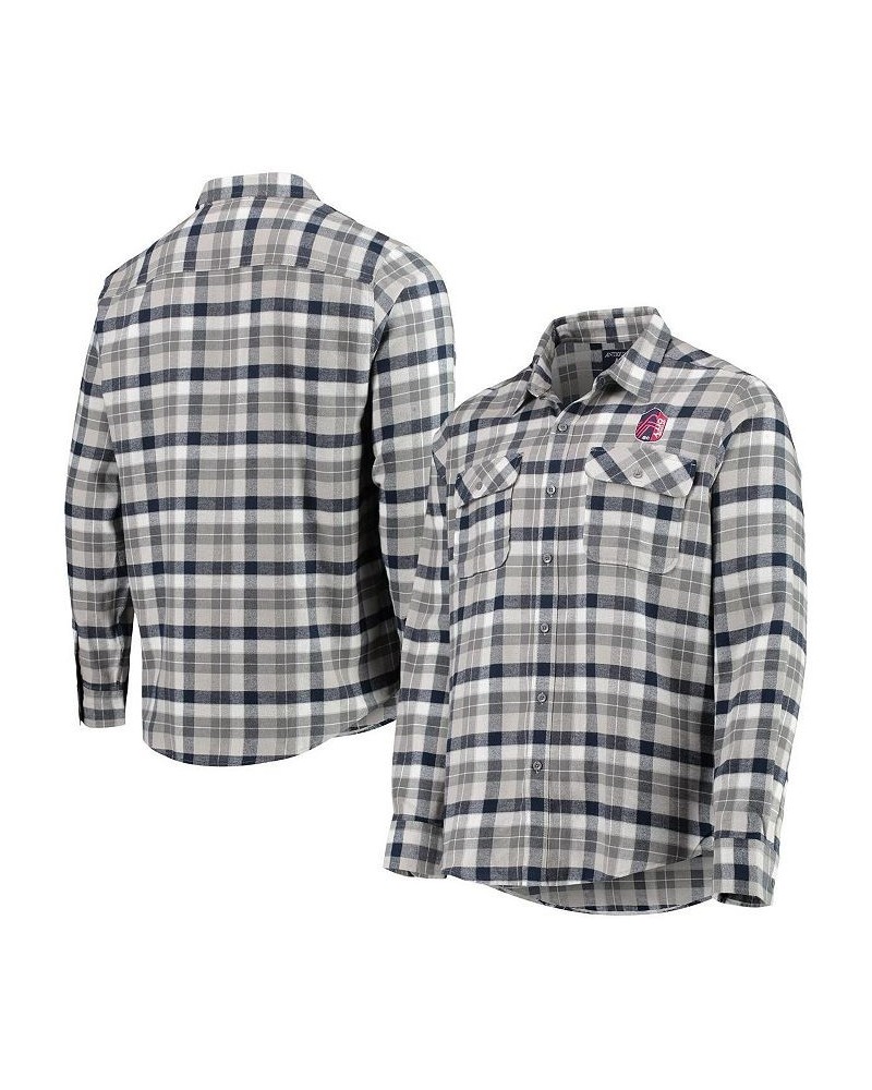 Men's Navy and Gray St. Louis City SC Ease Flannel Long Sleeve Button-Up Shirt $36.00 Shirts