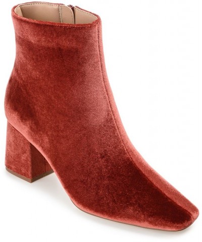 Women's Hazara Velvet Bootie Red $42.00 Shoes