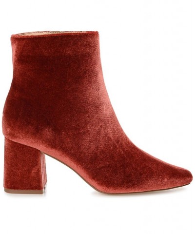 Women's Hazara Velvet Bootie Red $42.00 Shoes