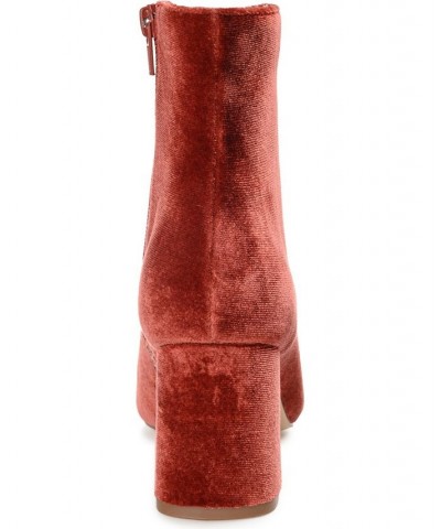 Women's Hazara Velvet Bootie Red $42.00 Shoes