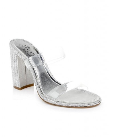 Women's Lucero Evening Slide Sandals Silver $45.22 Shoes