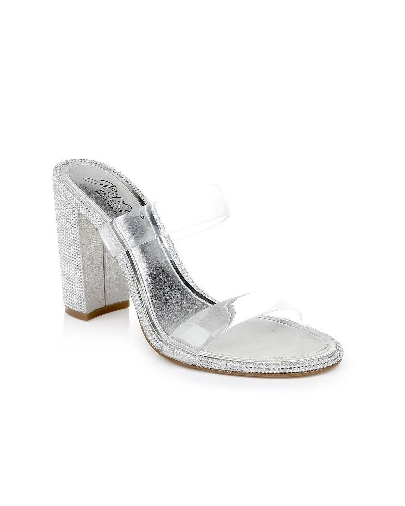 Women's Lucero Evening Slide Sandals Silver $45.22 Shoes