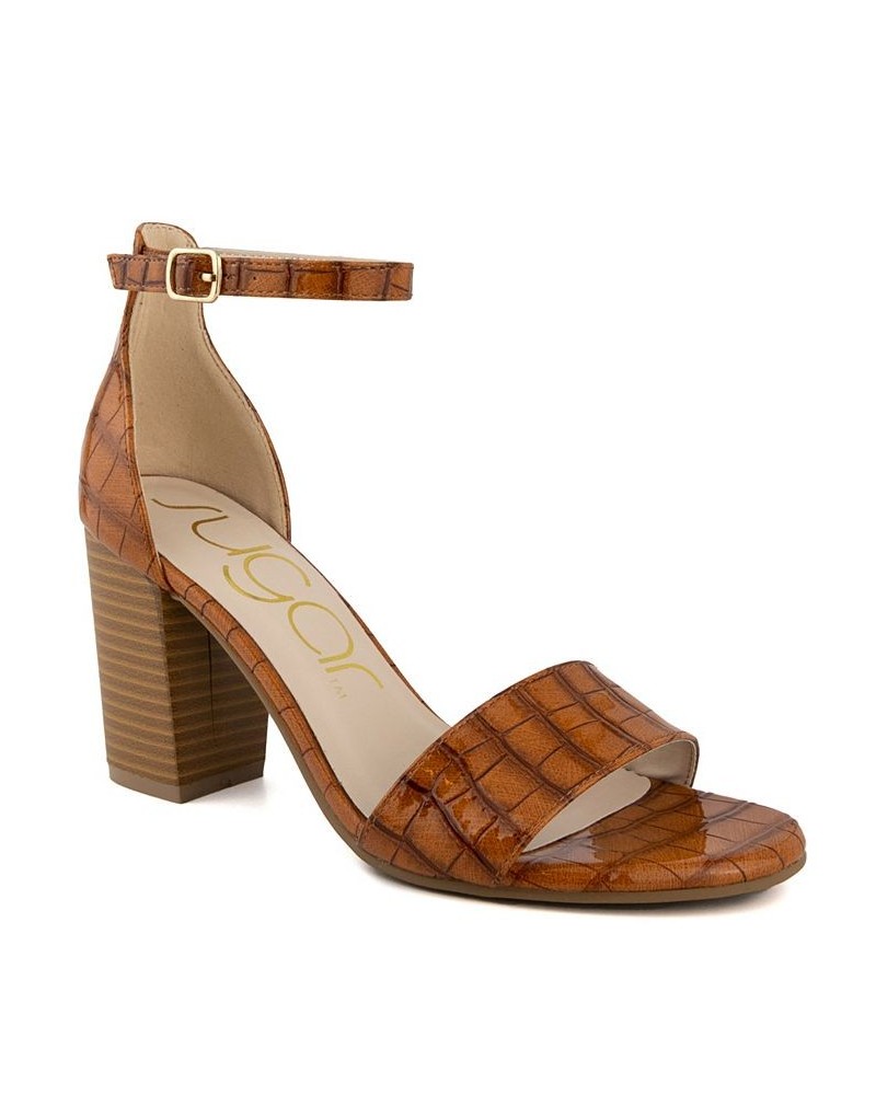 Women's Machelene Dress Heel Sandals Cognac Texture $18.40 Shoes