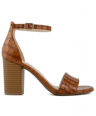 Women's Machelene Dress Heel Sandals Cognac Texture $18.40 Shoes