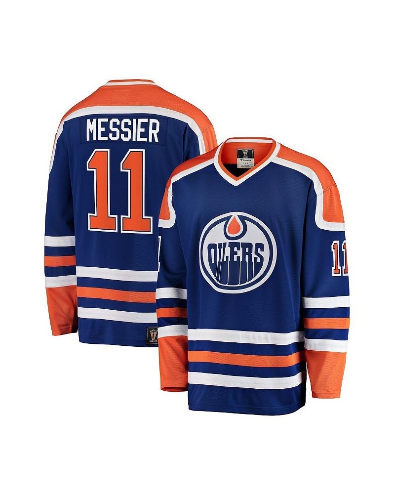 Men's Mark Messier Blue Edmonton Oilers Premier Breakaway Retired Player Jersey $56.17 Jersey