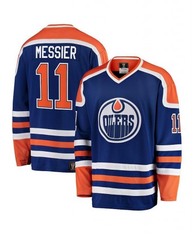 Men's Mark Messier Blue Edmonton Oilers Premier Breakaway Retired Player Jersey $56.17 Jersey