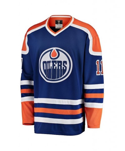 Men's Mark Messier Blue Edmonton Oilers Premier Breakaway Retired Player Jersey $56.17 Jersey