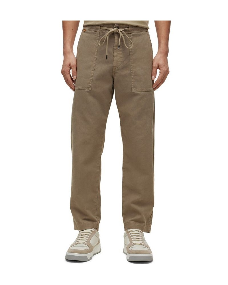 BOSS Men's Regular-Fit Trousers in Linen and Cotton Tan/Beige $65.52 Pants