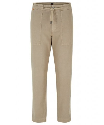 BOSS Men's Regular-Fit Trousers in Linen and Cotton Tan/Beige $65.52 Pants