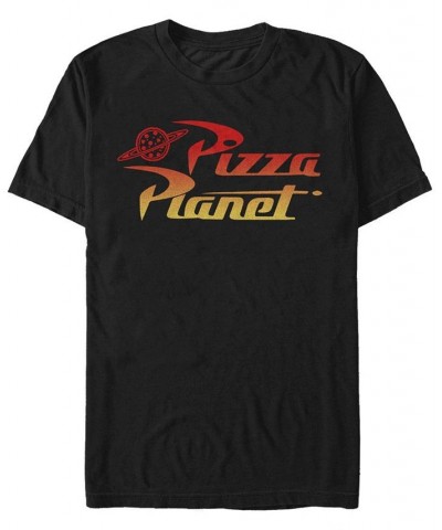 Men's Pizza Planet Gradient Short Sleeve Crew T-shirt Black $19.24 T-Shirts