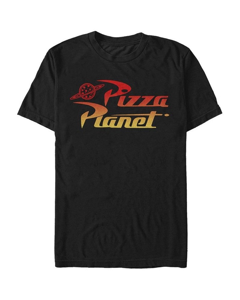 Men's Pizza Planet Gradient Short Sleeve Crew T-shirt Black $19.24 T-Shirts