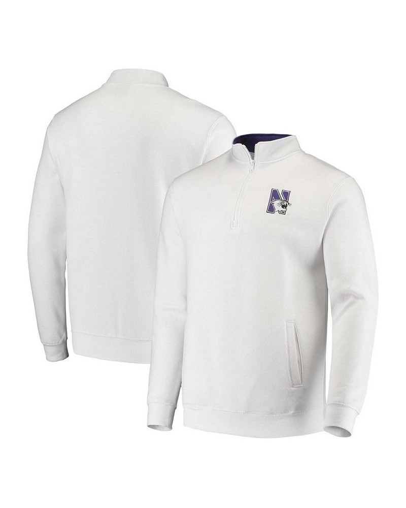 Men's White Northwestern Wildcats Tortugas Logo Quarter-Zip Jacket $31.19 Sweatshirt