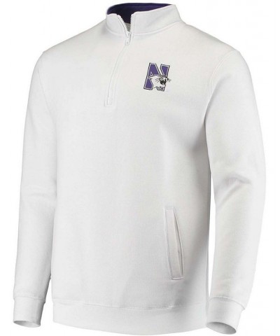 Men's White Northwestern Wildcats Tortugas Logo Quarter-Zip Jacket $31.19 Sweatshirt